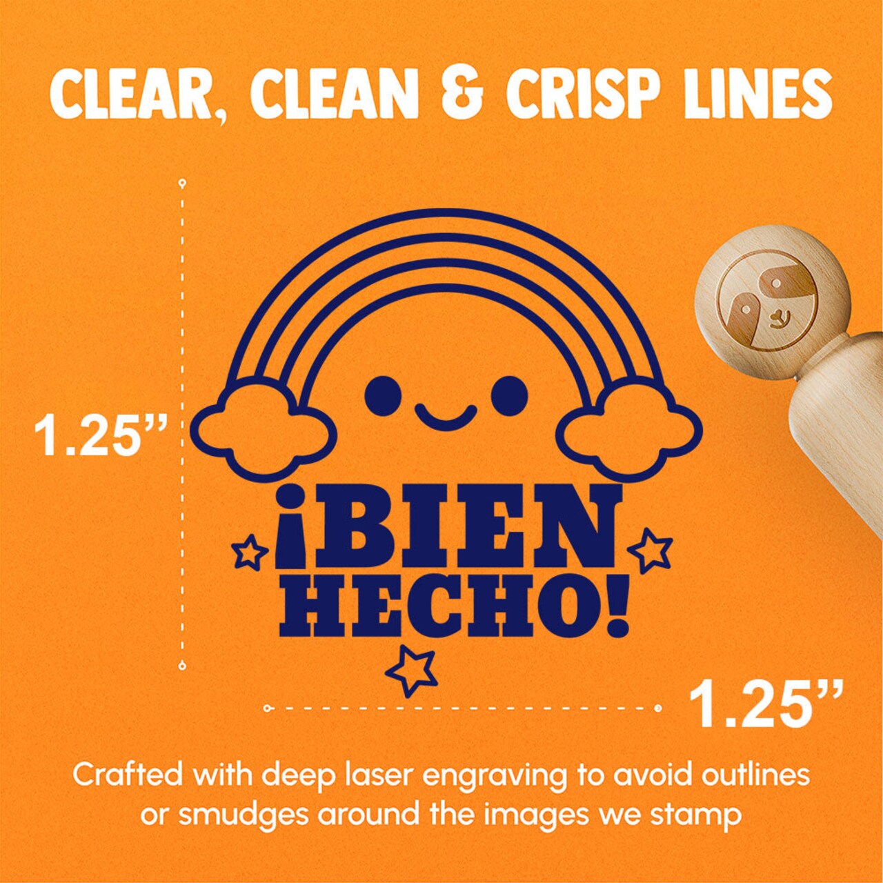 Bien Hecho Rainbow Good Work Spanish Class School Teacher Stamp Rubber Stamp for Stamping Crafting Planners